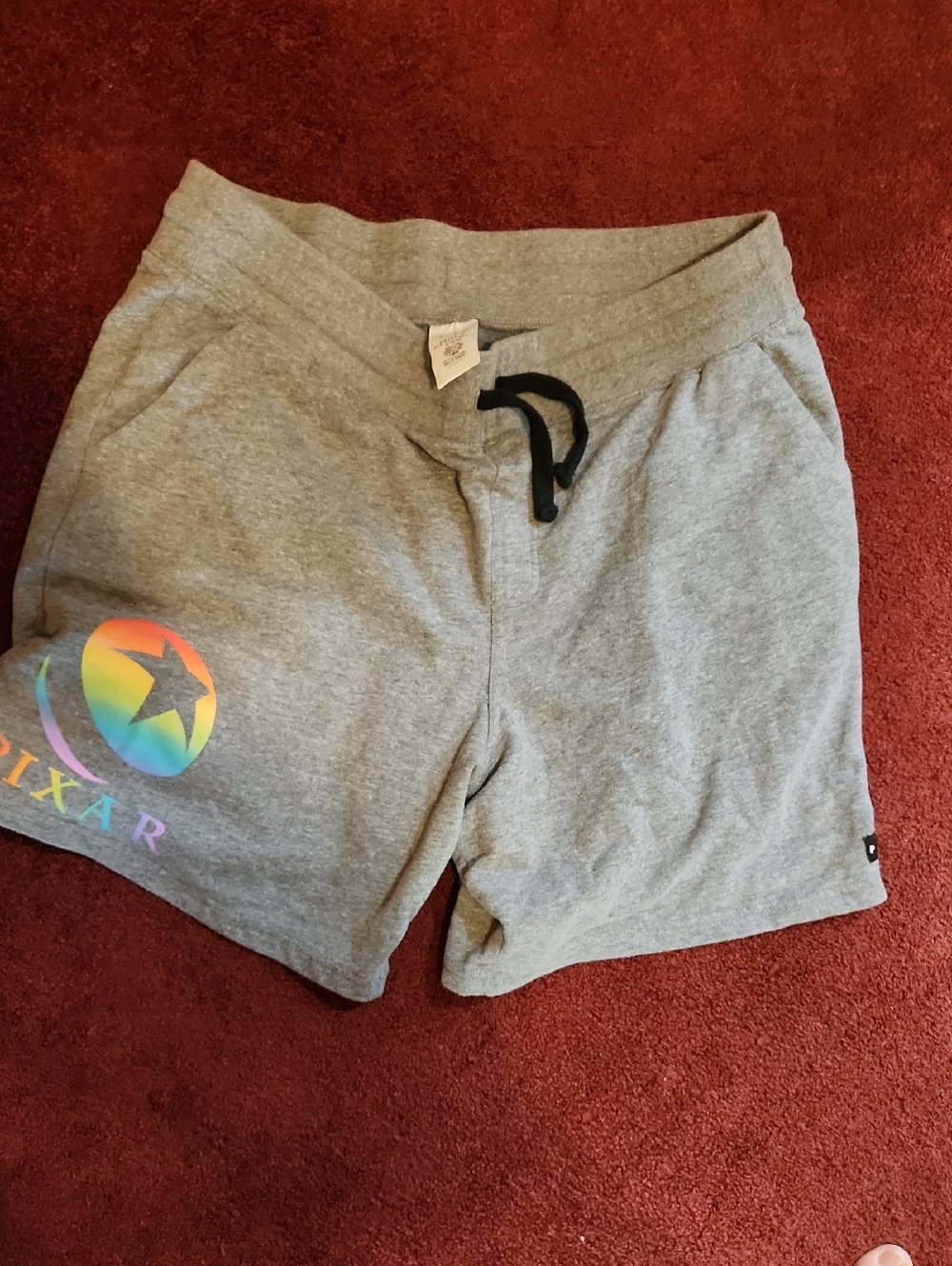 Disney Grey Sweat Shorts with Black Drawstring Large